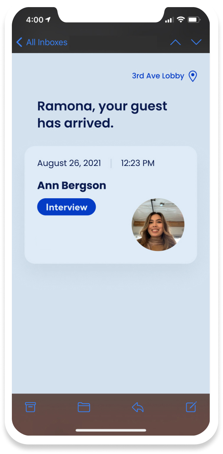Visitor check-in on iPhone